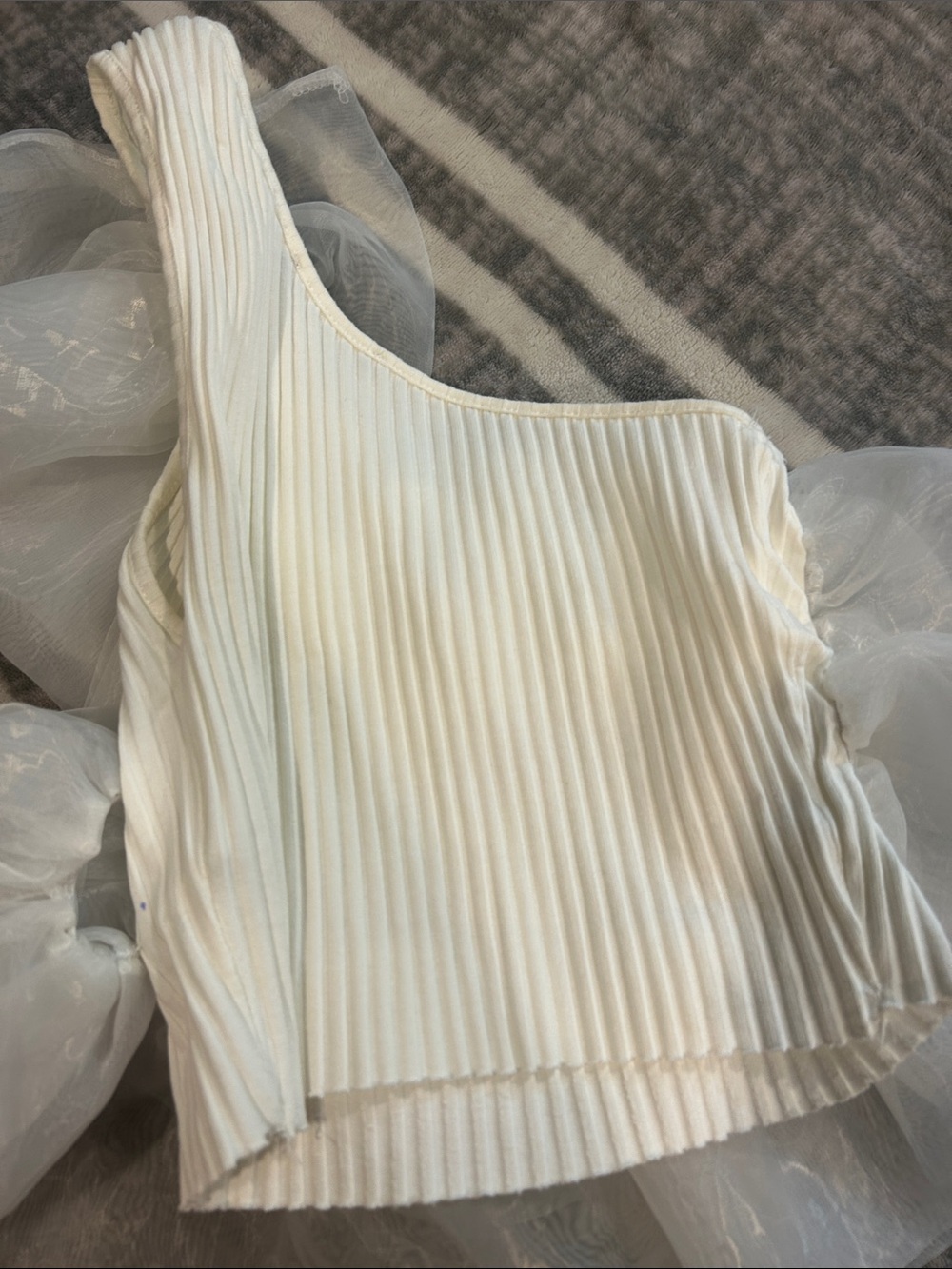White One-Shoulder Ruffle top - Picture 5 of 5